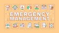 Emergency management orange word concept