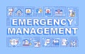 Emergency management word concepts blue banner