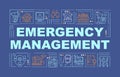Emergency management word concepts navy banner
