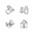 Emergency medical kit linear icons set