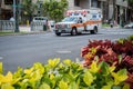 Emergency Medical Services vehicle in hurry Royalty Free Stock Photo