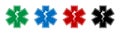 Emergency medical symbol. Vector isolated medical signs icons with snake. Medical star symbols. Star of life signs Royalty Free Stock Photo