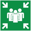 Emergency meeting point green sign, vector illustration