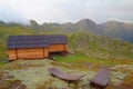 Emergency mountain huts located on the border of Italian and Austrian Alps in Hohe Tauern, Austria