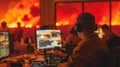 An emergency operation center buzzes with activity during a wildfire coordinating firefighting efforts and evacuations Royalty Free Stock Photo