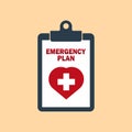 Emergency plan icon in flat style