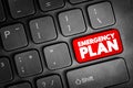 Emergency Plan - specifies procedures for handling sudden or unexpected situations, text concept button on keyboard Royalty Free Stock Photo