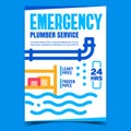 Emergency Plumber Service Promo Banner Vector