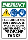 Emergency PPE Required When Handling Propane Tanks Sign