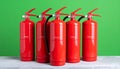 Emergency Preparedness Red Fire Extinguishers in a Row Royalty Free Stock Photo