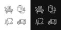 Emergency procedures pixel perfect linear icons set for dark, light mode