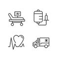 Emergency procedures pixel perfect linear icons set