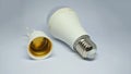 Emergency and Rechargeable LED Light Bulb with Hanging Socket or Fitting in white background. Royalty Free Stock Photo