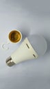 Emergency and Rechargeable LED Light Bulb with Hanging Socket or Fitting in white background. selected focus. Royalty Free Stock Photo