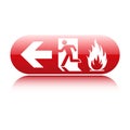 Emergency red fire exit glossy sign on white Royalty Free Stock Photo