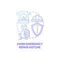 Emergency repair hotline blue gradient concept icon