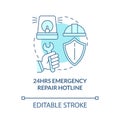 Emergency repair hotline turquoise concept icon