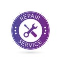 Emergency repair service logo or badge with wrench silhouette. vector illustration isolated on white background