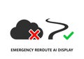 Emergency reroute AI display with cloud connection failure and alternative route Royalty Free Stock Photo