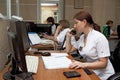 Emergency Rescue Service dispatcher at work Royalty Free Stock Photo