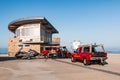 Emergency Rescue Vehicles Parked At the Marine Safety Center at Moonlight Beach