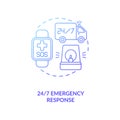 24 7 emergency response concept icon