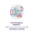 24 7 emergency response concept icon