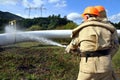 Emergency response exercise employee gas compressor station in C Royalty Free Stock Photo