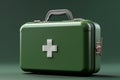 Emergency response, Green First Aid kit for urgent medical treatment Royalty Free Stock Photo