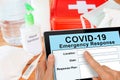 Emergency Response kit for Covid19 Coronavirus with mask and sanitizer
