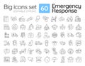 Emergency response linear icons set