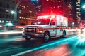 Emergency Response: Speeding Ambulance in Urban Hustle.