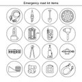 Emergency road kit items. Royalty Free Stock Photo