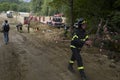 Emergency roadworker after earthquake, Amatrice, Italy