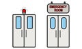 Emergency room doors with siren light in flat design. Royalty Free Stock Photo