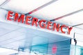 Emergency room sign in front of Hospital ER entrance Royalty Free Stock Photo