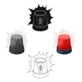 Emergency rotating beacon light icon in cartoon style isolated on white background. Police symbol stock vector