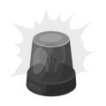 Emergency rotating beacon light icon in monochrome style isolated on white background. Police symbol stock vector