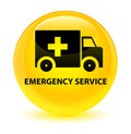 Emergency service glassy yellow round button Royalty Free Stock Photo