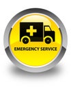 Emergency service glossy yellow round button Royalty Free Stock Photo