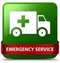 Emergency service green square button red ribbon in middle Royalty Free Stock Photo