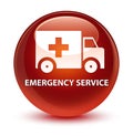 Emergency service glassy brown round button