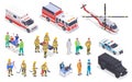 Emergency Service Isometric Set Royalty Free Stock Photo