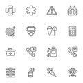 Emergency service line icons set