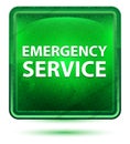 Emergency Service Neon Light Green Square Button Royalty Free Stock Photo