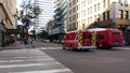 Emergency service vehicle. AMR american medical response, paramedic ambulance car. California USA.