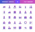 Emergency Services flat gradient style icons set. Royalty Free Stock Photo