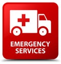 Emergency services red square button Royalty Free Stock Photo