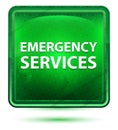 Emergency Services Neon Light Green Square Button Royalty Free Stock Photo