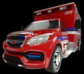 Emergency services vehicle: wide angle view of on black Royalty Free Stock Photo